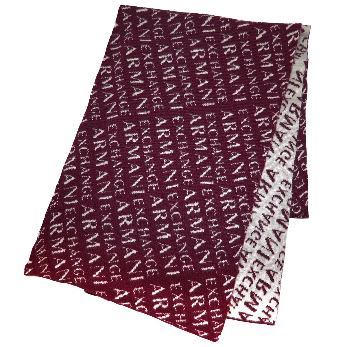 アルマーニ マフラー（メンズ） アルマーニエクスチェンジ ARMANI EXCHANGE(A/X) マフラー 954650 CC310 12776 SCARF スカーフ 羊毛混 ストール ZINFANDEL ワインレッド系＋ホワイト系