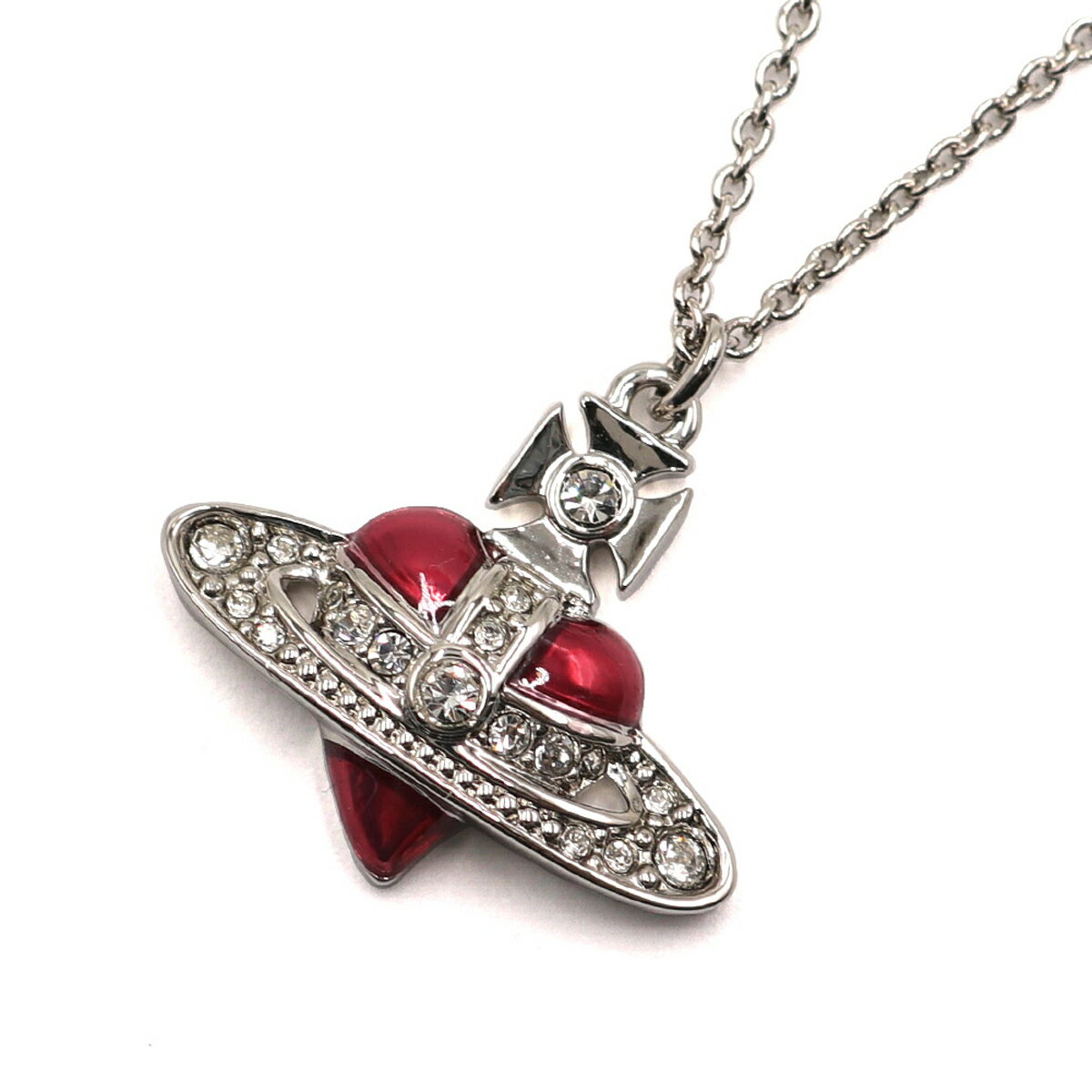 ハート ペンダント ヴィヴィアンウエストウッド Vivienne Westwood ネックレス ペンダント アクセサリー NEW DIAMANTE HEART PENDANT 630203BM-02P383 ジュエリー レディース シルバー+レッド