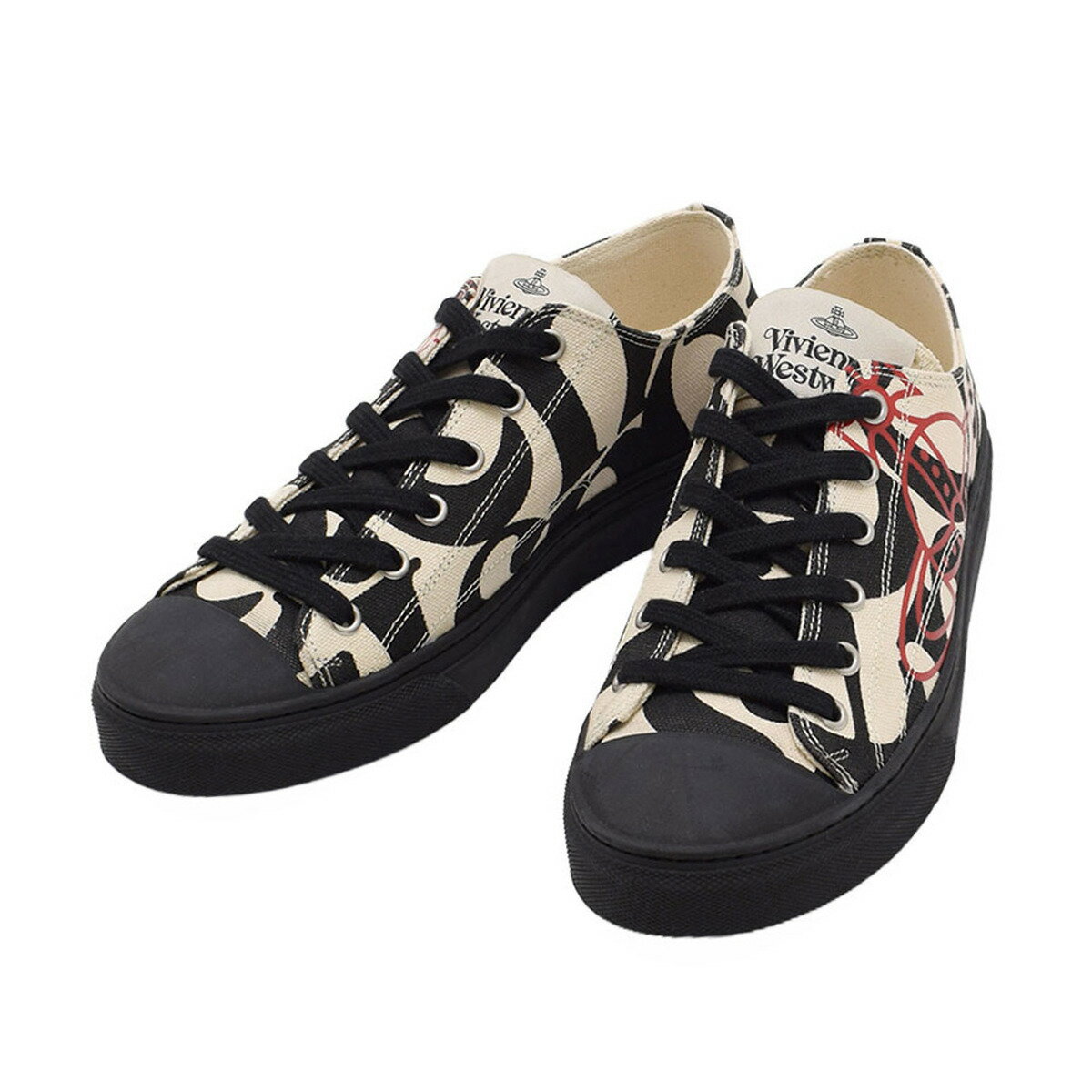 楽天Salada Bowl-おしゃれブランド通販ヴィヴィアンウエストウッド Vivienne Westwood スニーカー 靴 PLIMSOLL LOW TOP 23SS 75020005M-W00JW-N301 シューズ メンズ ブラック+ベージュ系