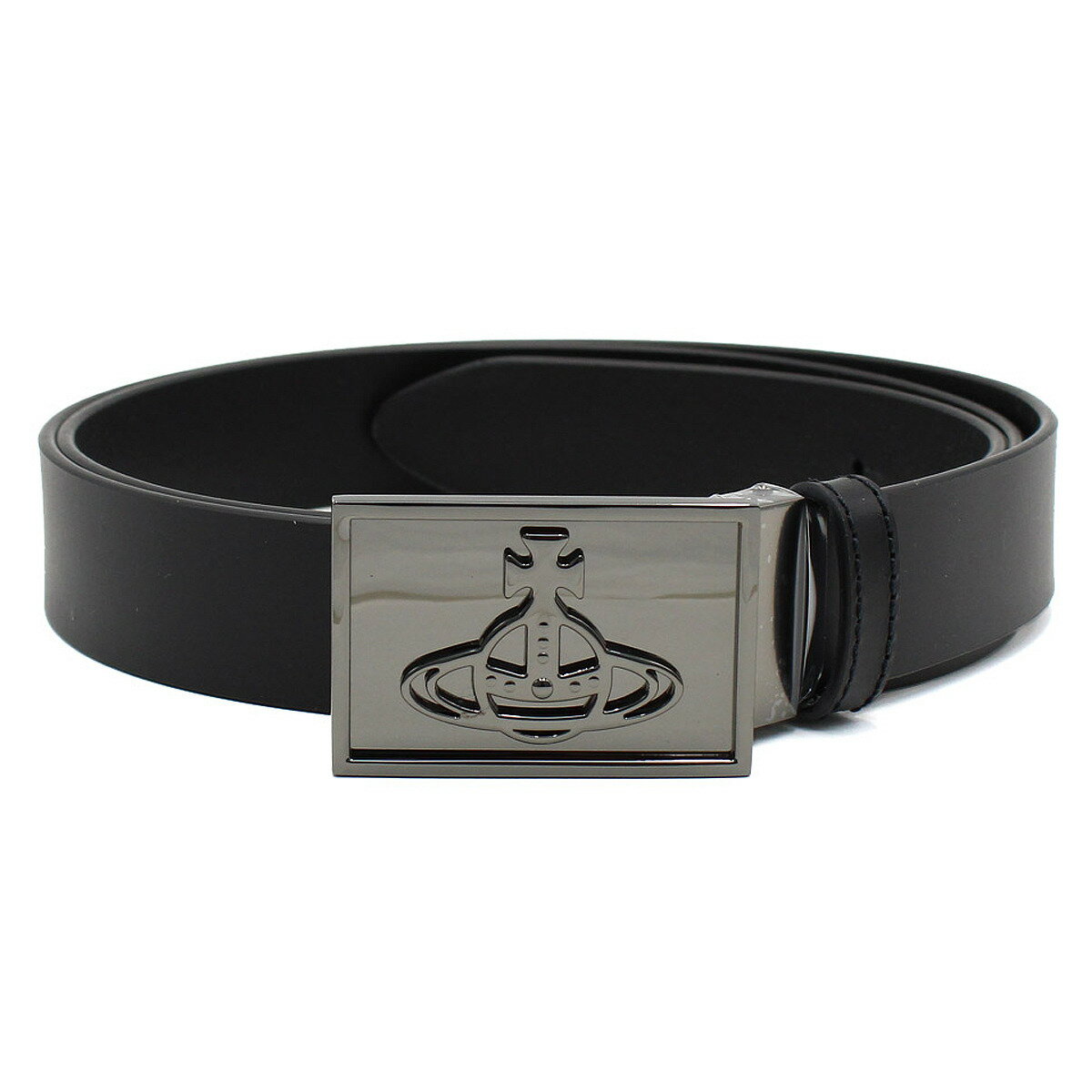 ヴィヴィアンウエストウッド VIVIENNE WESTWOOD ベルト 8201006LU-L0022-N401 BELTS LINE ORB SQUARE BUCKLE メンズ ブラック ガンメタル