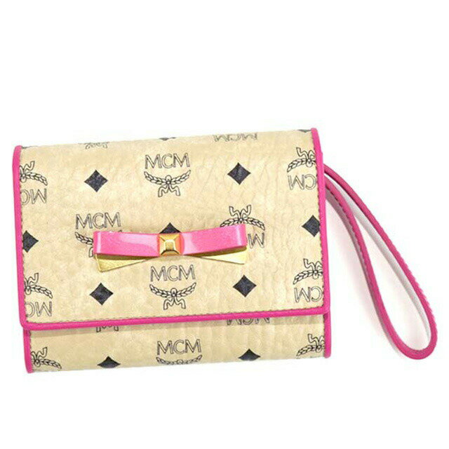 エムシーエム MCM エムシーエム 名刺入れ MYS7SLL07 CARD CASE WITH WRISTLET ストラップ付 リボン カードケース BEIGE IG001 ベージュ+ピンク クリスマスプレゼント 女性 誕生日 ギフト 贈り物 彼女 入学祝 卒業祝い 就職祝い 韓国 ファッション