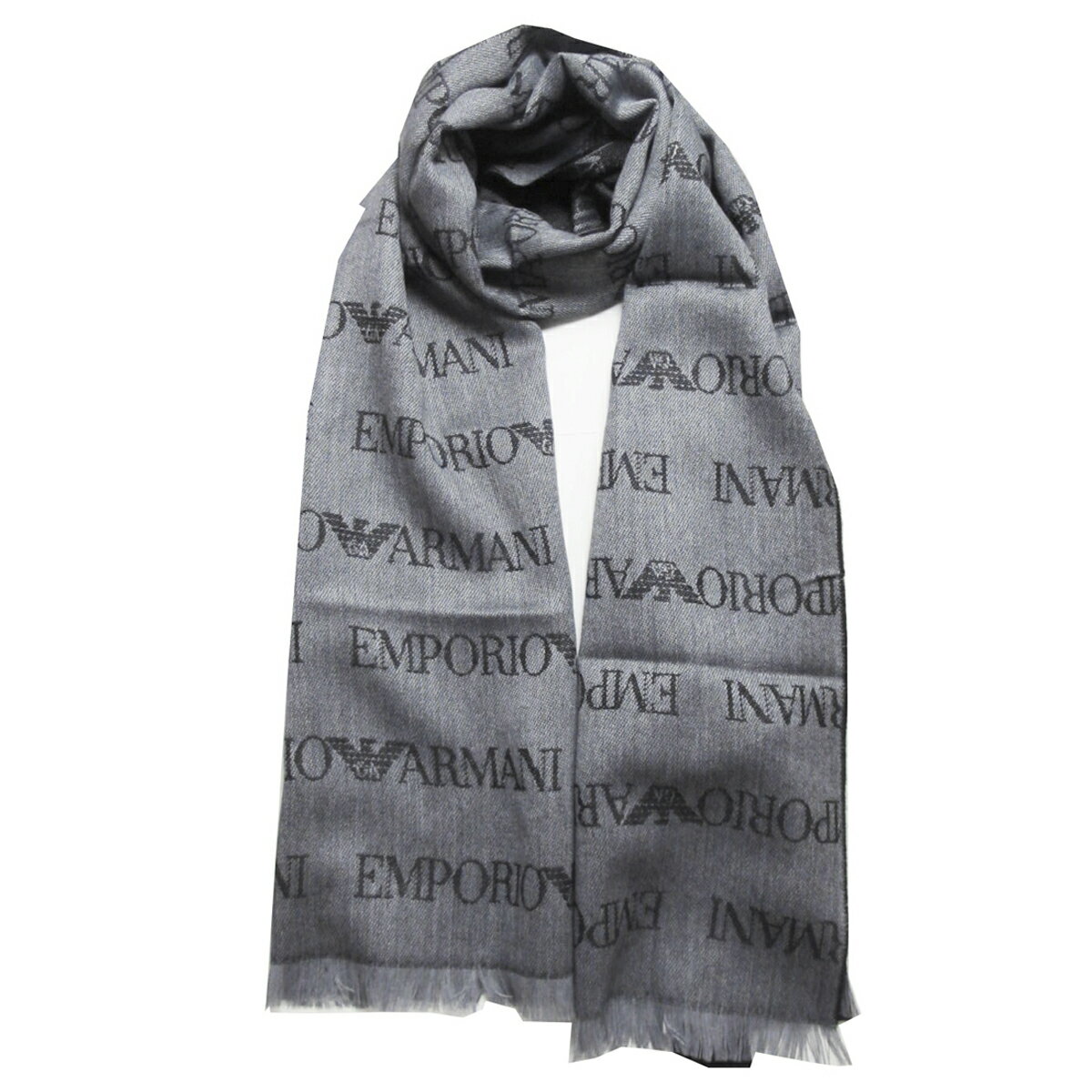 アルマーニ マフラー（メンズ） 【楽天スーパーSALE対象商品】エンポリオ アルマーニ EMPORIO ARMANI E.アルマーニ マフラー SCARF 625053 CC786 00041 メンズ ウール混紡 ジャカード ロゴ スカーフ GREY グレー