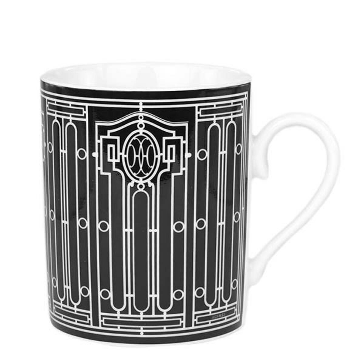 エルメス 食器 HERMES 037131P H DECO Hデコ マグカップ 単品 ブラック+ホワイト