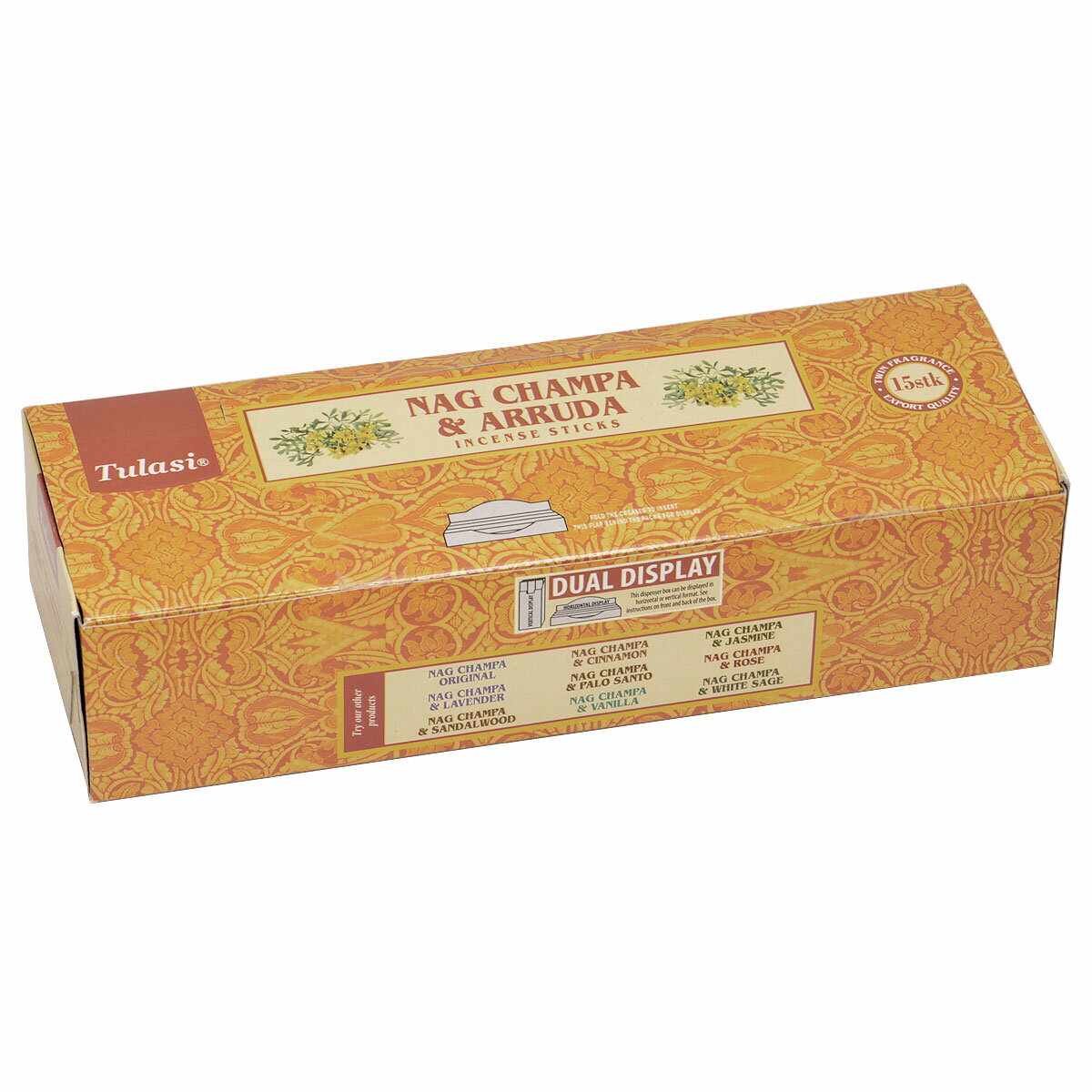 トゥラシ TULASI インド香 スティックタイプ ヘキサ 六角 NAG CHAMPA & ARRUDA ナグチャンパ ＆ アルーダ 1ケース(6箱入り) 約90本 セット