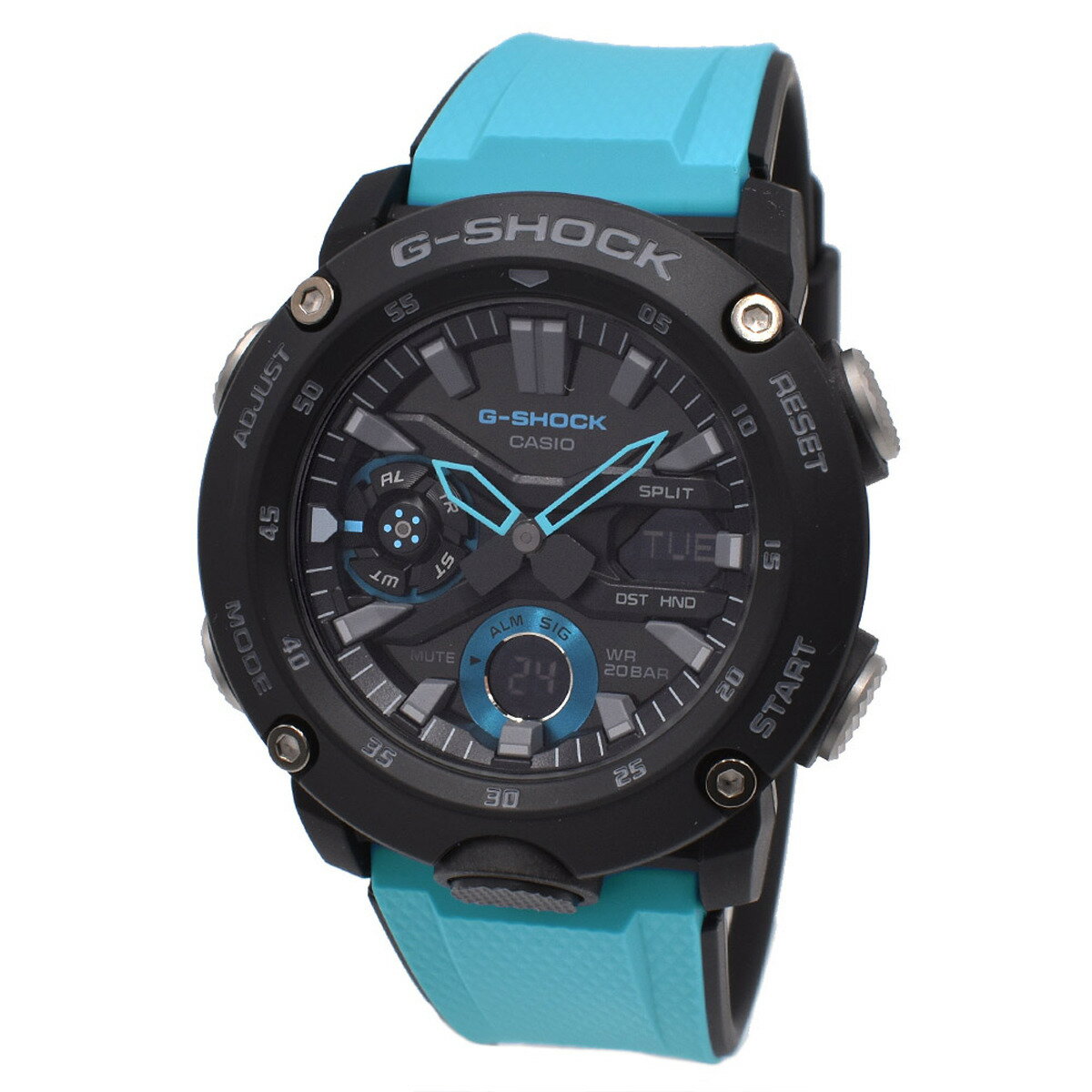 カシオ CASIO 腕時計 G-SHOCK Gショック GA-2000-1A2 ANALOG-DIGITAL GA-2000 SERIES アナログ デジタル アナデジ時計 メンズ ブラック+ブルー 海外正規品