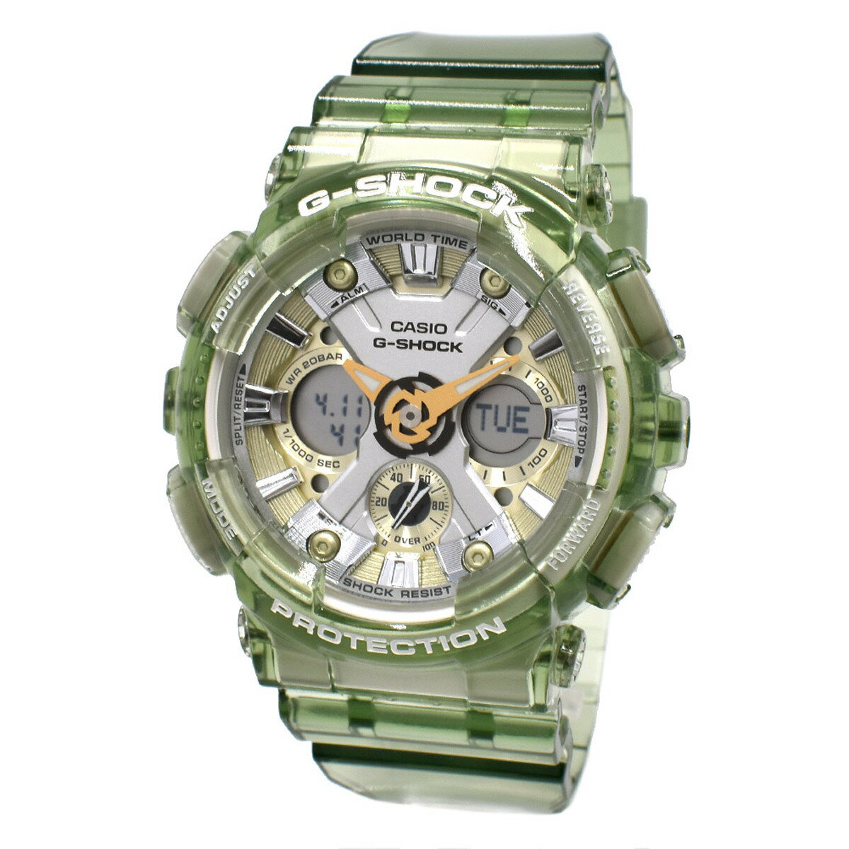 カシオ CASIO 腕時計 G-SHOCK Gショック GMA-S120GS-3A ANALOG-DIGITAL アナログ デジタル アナデジ時計 メンズ レディース グリーン+シルバー+ゴールド 海外正規品