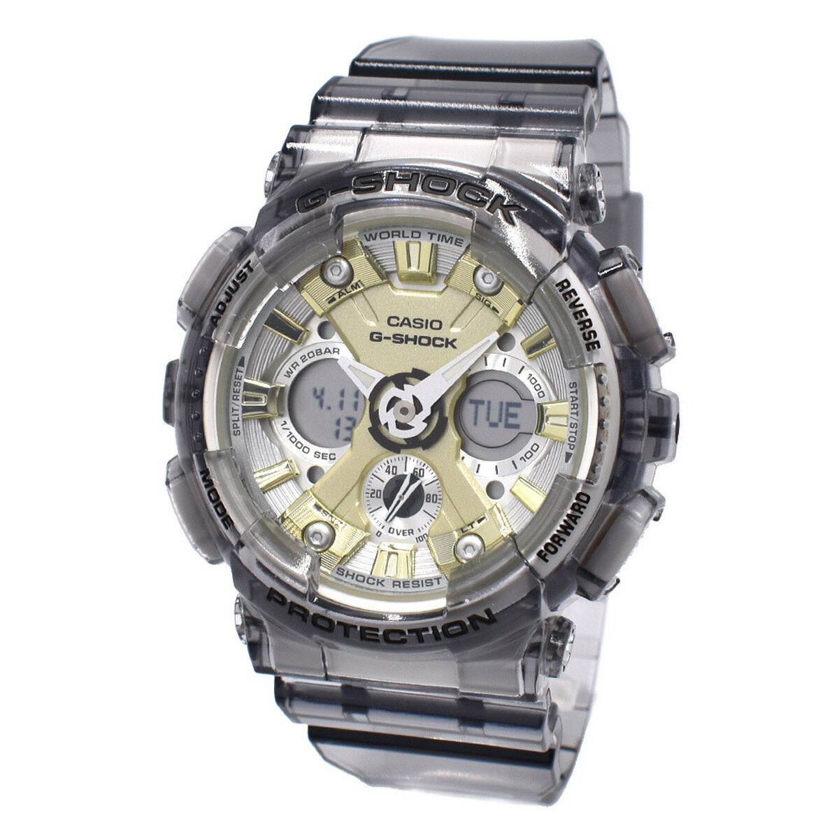カシオ CASIO 腕時計 G-SHOCK Gショック GMA-S120GS-8A ANALOG-DIGITAL アナログ デジタル アナデジ時計 メンズ レディース グレースケルトン+シルバー+ゴールド 海外正規品