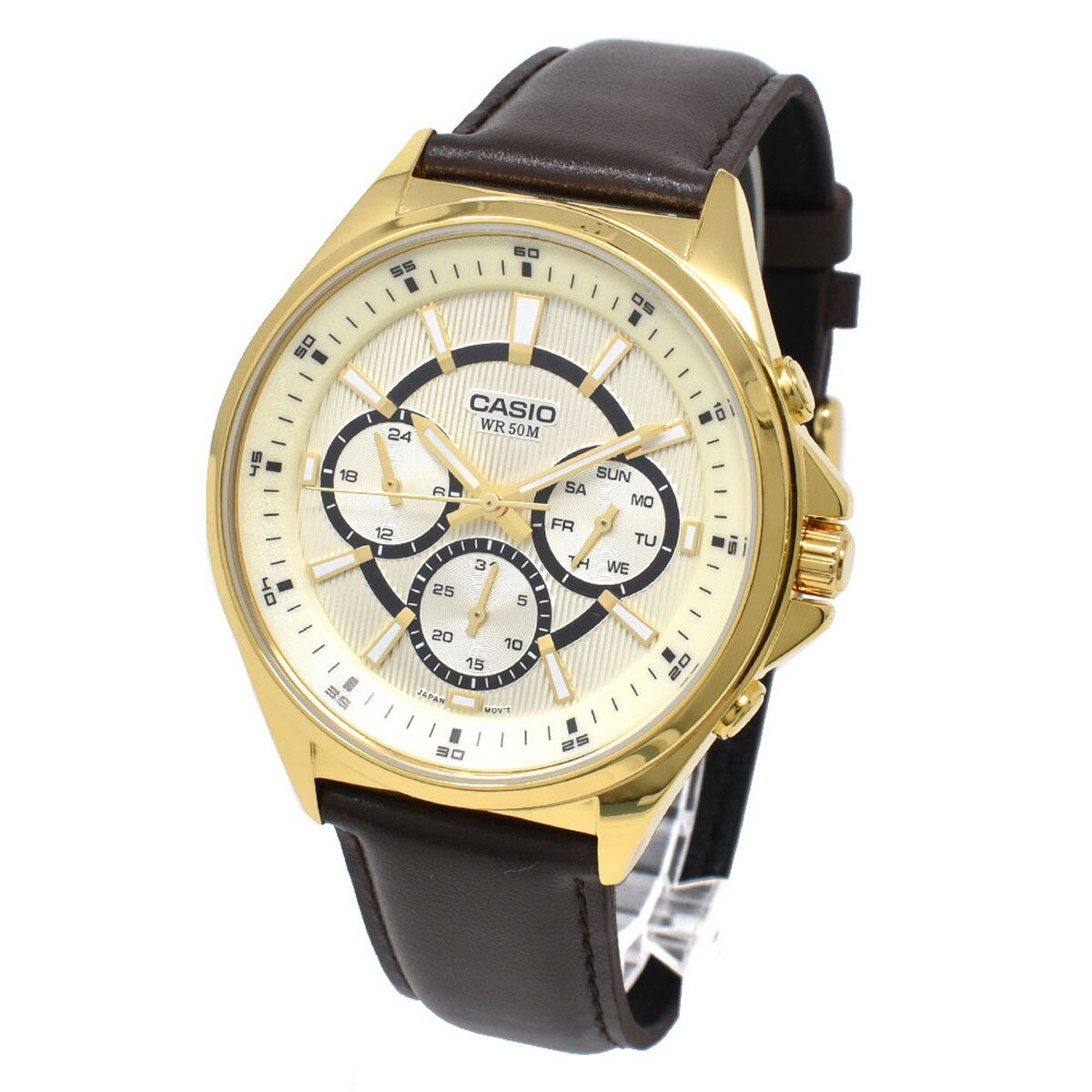 カシオ CASIO 腕時計 STANDARD MTP-E303GL-9AV アナログ時計 メンズ ウォッチ アイボリー+ブラウン 海外正規品