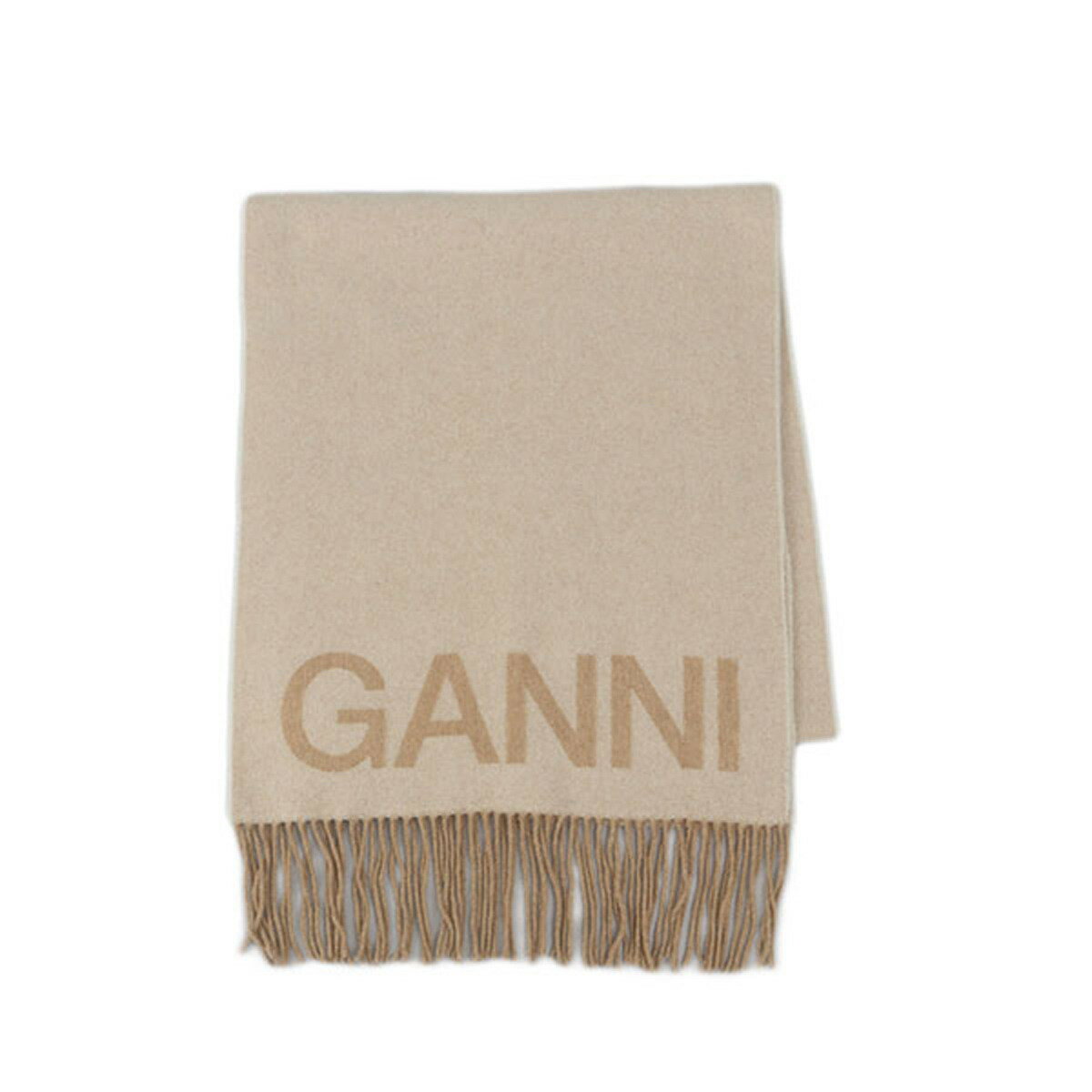 ガニー GANNI ストール マフラー A3909 5755 135 FRINGED WOOL SCARF フリンジ ウール スカーフ EGRET ベージュ系