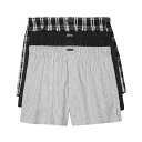 カルバンクライン Calvin Klein(CK) 下着 トランクス ボクサー 3枚セット お買い得 パック 前開き NB4006 002 メンズ ブラック+グレー