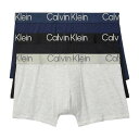 カルバンクライン Calvin Klein(CK) 肌着 ボクサーパンツ 前閉じ 3枚セット ロゴ ウルトラソフト お買い得 パック 男性用 下着 NB3187 900 メンズ ブラック+ブルー+グレーヘザー