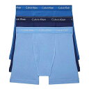 カルバンクライン Calvin Klein(CK) 肌着 ボクサーパンツ 前開き ロング コットン 綿 長め ロゴ 無地 3枚組 セット お買い得 パック 男性用 下着 NB4003 940 メンズ ネイビー+ブルー+ライトブルー