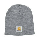 カーハート CARHARTT 帽子 ニットキャップ ビーニー ニット帽 無地 アクリル 定番 ロゴ ワンポイント ストリート シンプル カジュアル USA A205 HGY メンズ レディース ユニセックス グレー