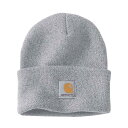 カーハート CARHARTT 帽子 ニットキャップ ビーニー ニット帽 無地 ワンポイント 定番 ロゴ アクリルワッチ リブニット ストリート カジュアル USA A18 メンズ レディース ユニセックス ライトグレー
