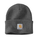 カーハート CARHARTT 帽子 ニットキャップ ビーニー ニット帽 無地 ワンポイント 定番 ロゴ アクリルワッチ リブニット ストリート カジュアル USA A18 メンズ レディース ユニセックス グレー