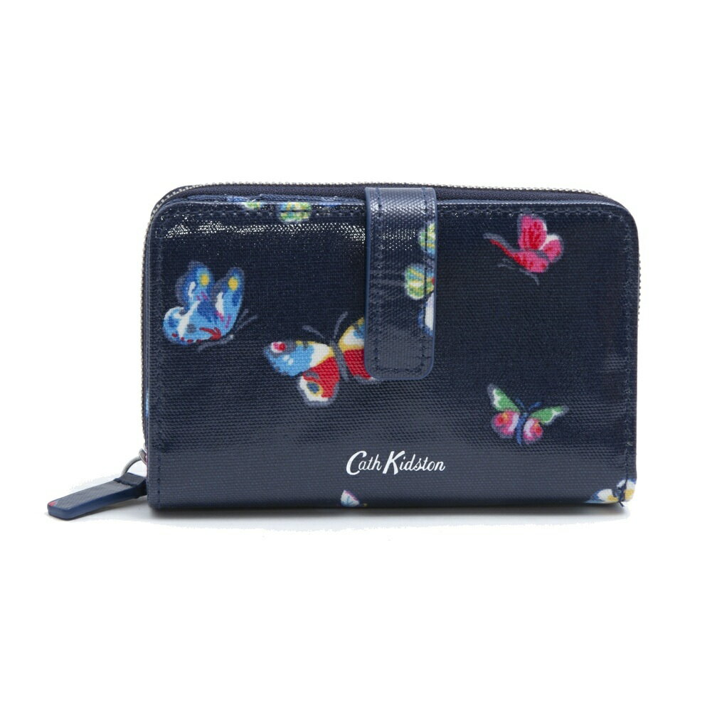 キャスキッドソン Cath Kidston 折り財布 1009989 106139818281102 FOLDED ZIP WALLET ラウンドファスナー 小銭入れ付き 二つ折り財布 NAVY/BUTTERFLIES ネイビー系＋バタフライ柄マルチカラー