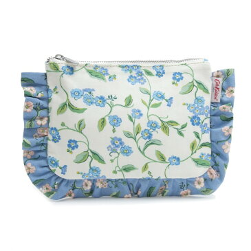 キャスキッドソン Cath Kidston ポーチ 小物入れ 化粧ポーチ 1010121 106135618286102 THE FRILLY POUCH FORGET ME NOT フリルポーチ フォゲット ミー ノット CREAM アイボリー系＋ブルー系フラワー柄