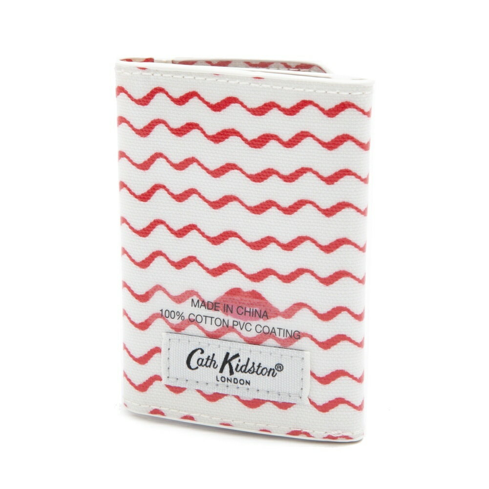 キャスキッドソン Cath Kidston パスケース 三つ折り カードケース 1020809 106187918200102 TICKET HOLDER KISSES チケット ホルダー キス CREAM＋RED アイボリー系＋レッド＋リップ柄ウェーブボーダー