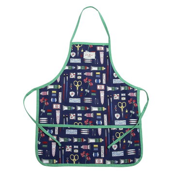 キャスキッドソン Cath Kidston キッズ エプロン 1040456 106258518402102 KIDS APRON 首掛けエプロン 子供用 NAVY＋ARTIST CURATOR ネイビー＋グリーン系＋文具柄マルチ