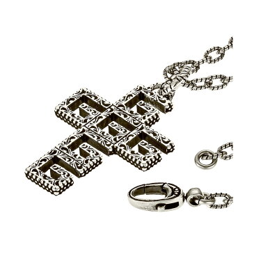グッチ GUCCI アクセサリー 552395 J8400 0811 アラベスク パターン付き スクエアG キューブ クロス シルバー ネックレス ペンダント シルバー