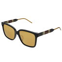 グッチ GUCCI サングラス アジアンフィット GG0599SA 004 スクエア型 レディース ブラック+イエロー