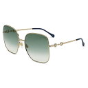 グッチ GUCCI サングラス アイウェア ノーズパット GG0879S-003 スクエア型 メンズ レディース ユニセックス ゴールド+グリーングラデーション