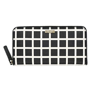 ケイト・スペード kate spade NEW YORK LACEY ラウンド・ファスナー式長財布 BLACK/PEBBLE ブラック＋ペブル 長財布 ラウンドファスナー レディース ボタン 財布 新作 正規品 ブランド 本革 ぶらんど 女性 人気 おしゃれ