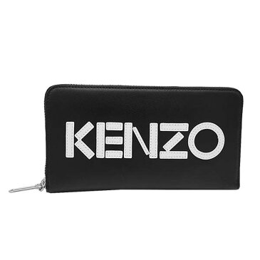 ケンゾー KENZO 財布 LOGO LEATHER WALLET F955PM505L46 99 KONTRAST KENZOロゴ 小銭入れ付き ラウンドファスナー長財布 BLACK ブラック