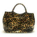 【※アウトレット※】ケイトスペード バッグ PXRU2040 983 PRINTED TREESH LEOPARD レオパードプリント エナメル パテント ハンドバッグ ブラック＋ブラウン ヒョウ柄