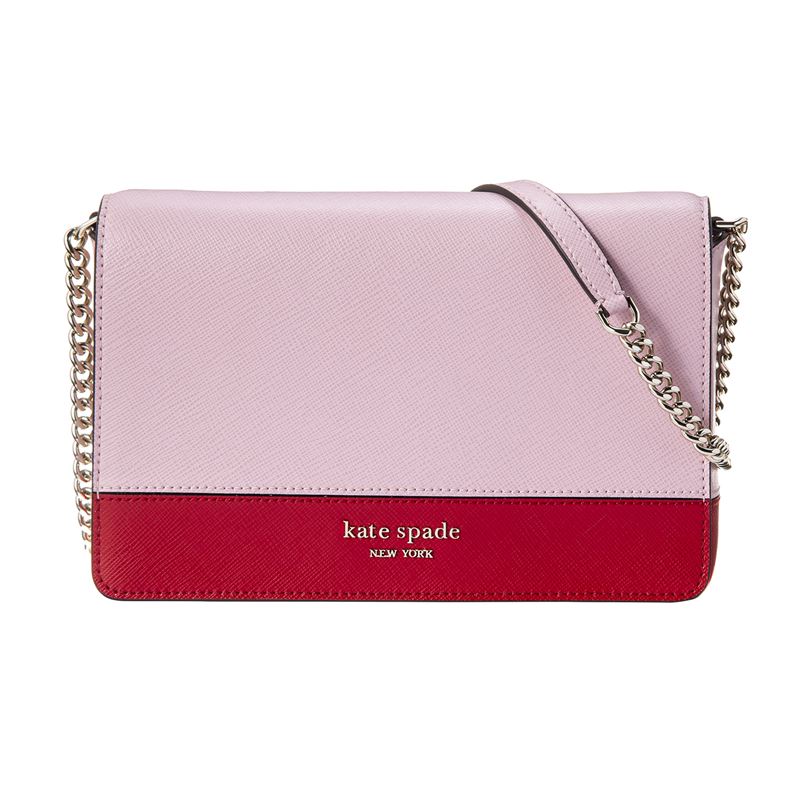 ケイトスペード　ポシェット ケイトスペード kate spade NEW YORK 財布 長財布 チェーンウォレット フラップ PWRU7864 613 ピンク+レッド系