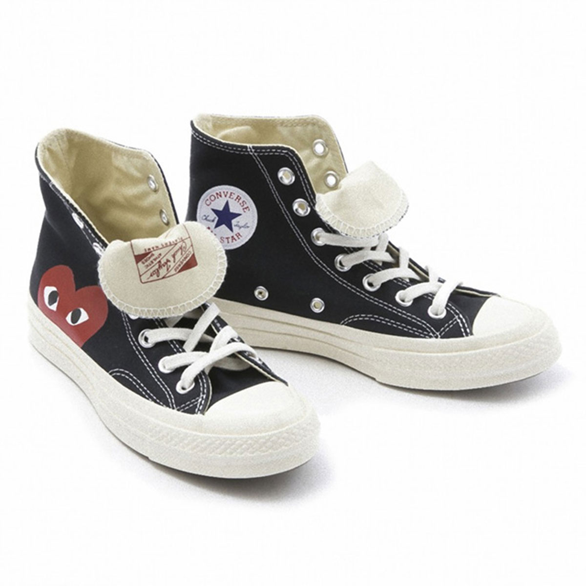 アウトレット コムデギャルソン COMME des GARCONS AZ-K112 コンバースコラボハイカットスニーカー PLAY×Converse Chuck Taylor All Star ブラック×ホワイト メンズ レディース ユニセックス ハート メンス オールスター キャンバス CONVERSE 限定品 黒 UK7 25.5cm