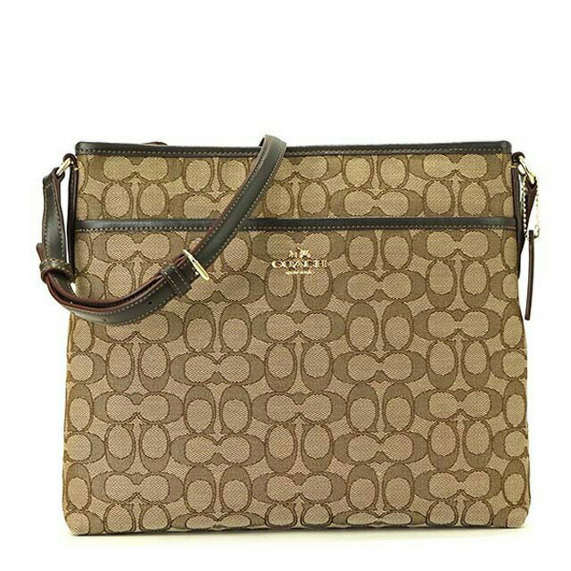 コーチファクトリー アウトレット COACH FACTORY バッグ F58285 IMC7C アウトライン シグネチャー ファイルバッグ 斜めがけバッグ ショルダーバッグ KH/BR カーキ＋ブラウン