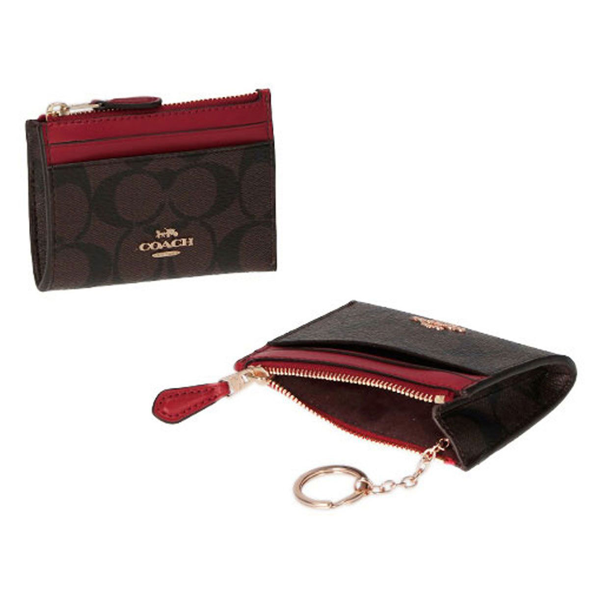 コーチファクトリー COACH FACTORY コインケース 88208 IMRVQ 小銭入れ パスケース 定期入れ マルチケース ブラウン系＋レッド