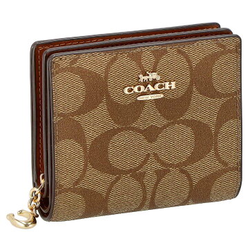 コーチファクトリー COACH FACTORY 二つ折り財布 C3309 IMS5U 小銭入れ付 二つ折り ミニ財布 カーキ系＋ブラウン