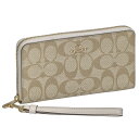 コーチファクトリー COACH FACTORY 長財布 C4452 IMDQC ストラップ付 ラウンドファスナー長財布 ライトカーキ系+ホワイト系