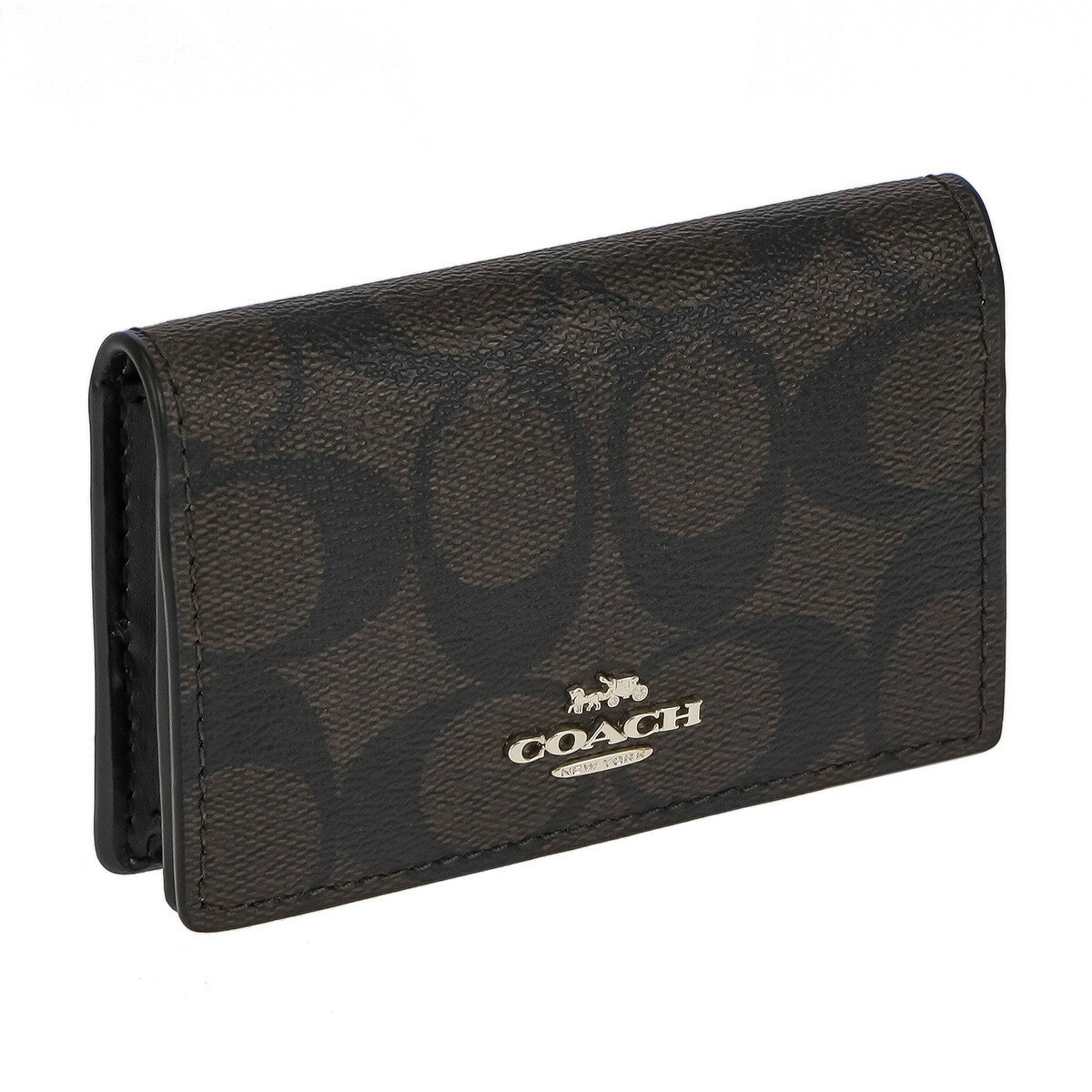 コーチ ファクトリー COACH FACTORY アウトレット カードケース 名刺入れ 91681 IMAA8 シグネチャー キャンバス レディース メンズ ブラック+ブラウン系