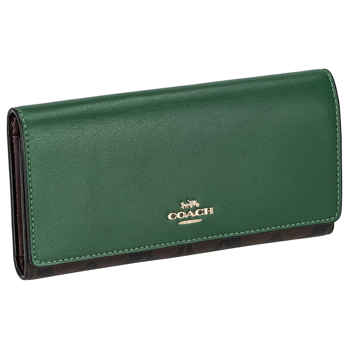 コーチ ファクトリー COACH FACTORY アウトレット 財布 長財布 C5966 IMW7C SIGNATURE SLIM レディース ブラウン+グリーン系