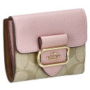 コーチ ファクトリー COACH FACTORY アウトレット 財布 二つ折り財布 CF472 IMV3C SMALL MORGAN レディース ライトカーキベージュ+ピンク系