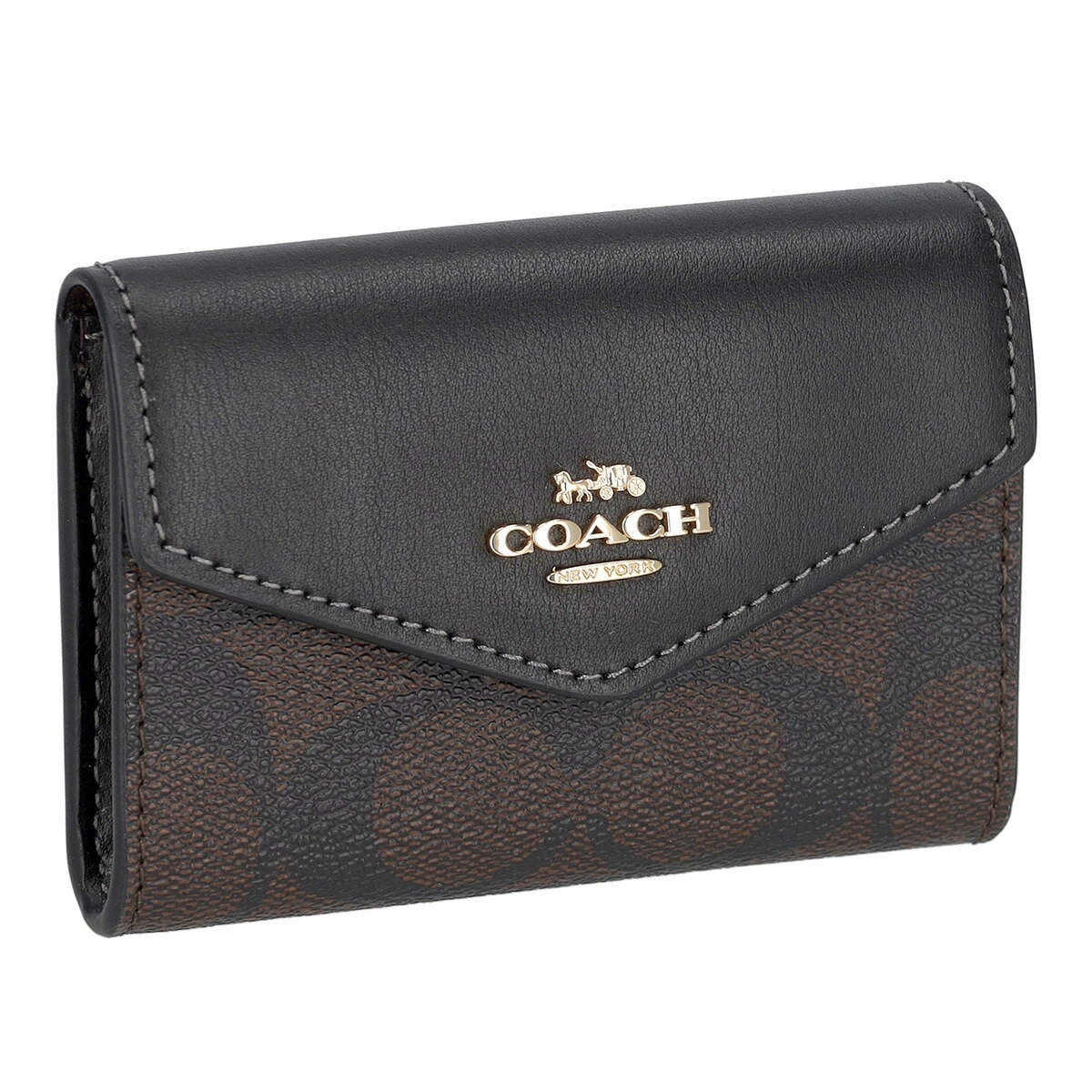 コーチ 名刺入れ コーチ ファクトリー COACH FACTORY アウトレット カードケース 名刺入れ CH202 IMAA8 シグネチャー フラップ レディース ブラック+ブラウン系