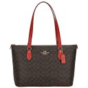 コーチ ファクトリー アウトレット COACH FACTORY バッグ トートバッグ CW381 IMXD0 ギャラリー トート シグネチャー キャンバス レディース ブラウン+レッド