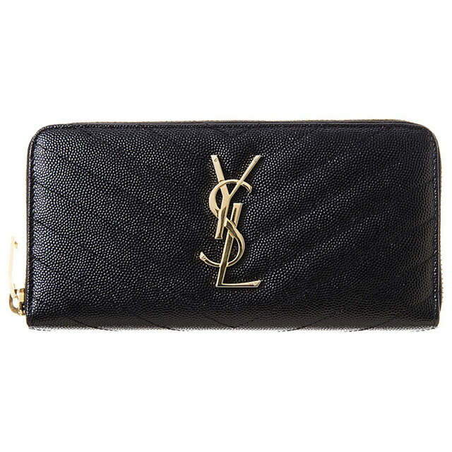 サンローラン SAINT LAURENT 358094 BOW01 1000 ラウンドファスナー式長財布 モノグラム・サンローラン フルジップウォレット ブラック＋ゴールド イヴサンローラン パリ 財布 長財布 ラウンドファスナー イブ モノグラム レディース 本革 ブランド 革 黒 ブラック