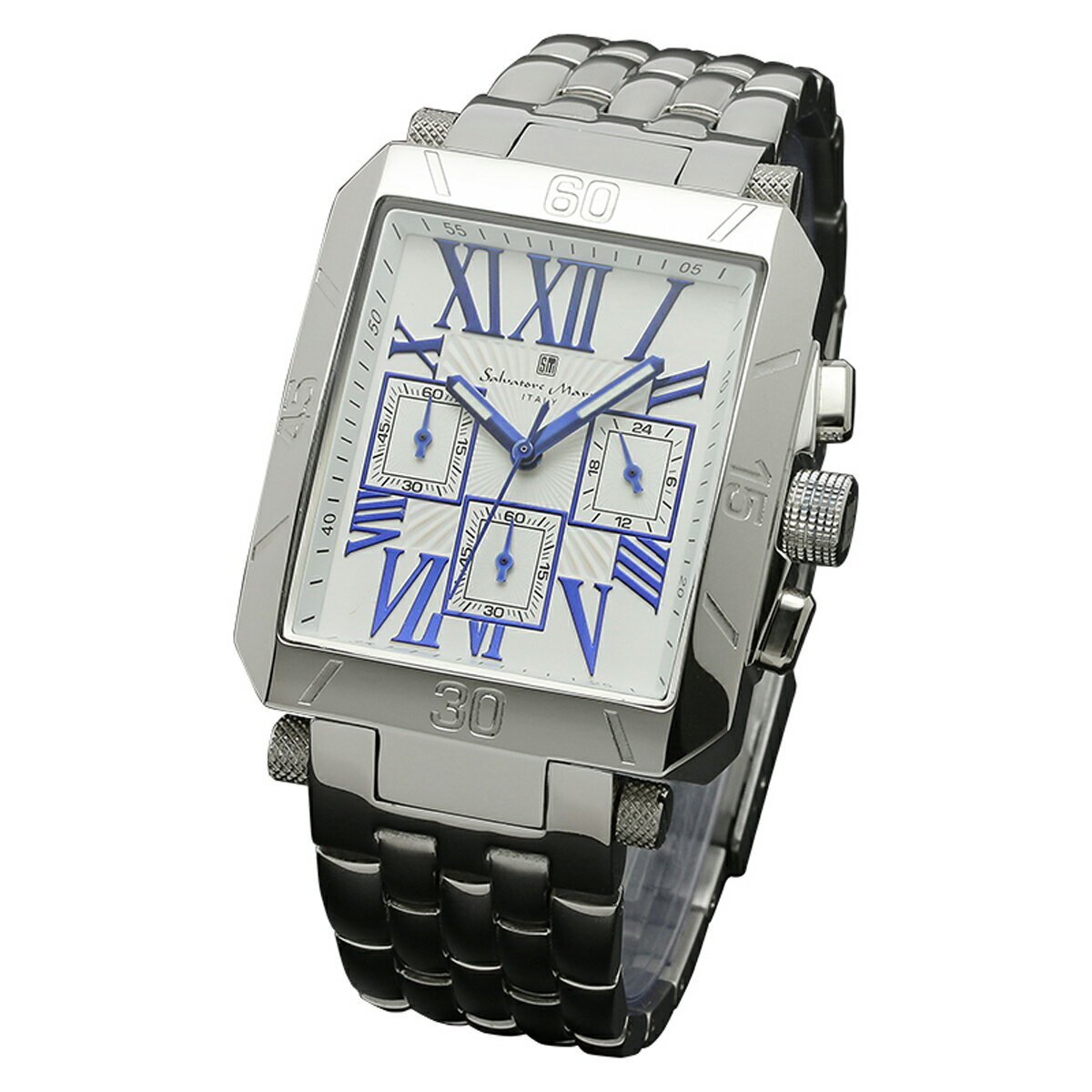 サルバトーレマーラ Salavatore Marra 腕時計 SM17117-SSWHBL クオーツ クロノグラフ メンズ腕時計 ステンレスベルト ローマ数字 アナログ表示 日常生活防水 紳士用 時計