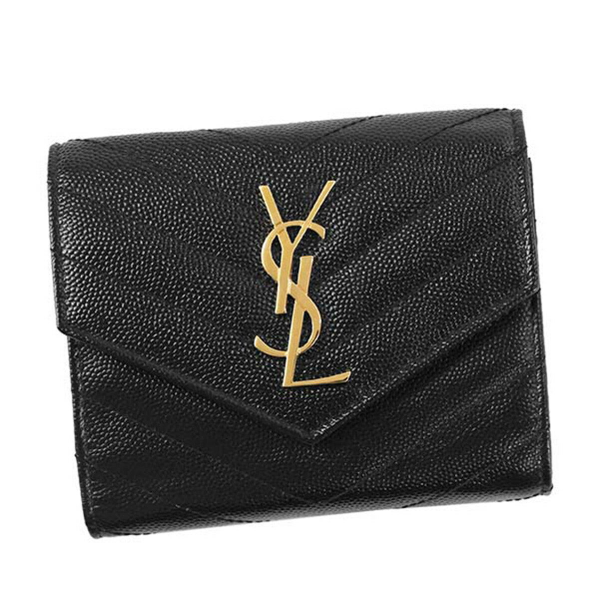 サンローラン SAINT LAURENT 財布 三つ折り財布 折りたたみ財布 小銭入れ付き 403943 BOW01 1000 YSL PFD(205Y)MONO レディース ブラック