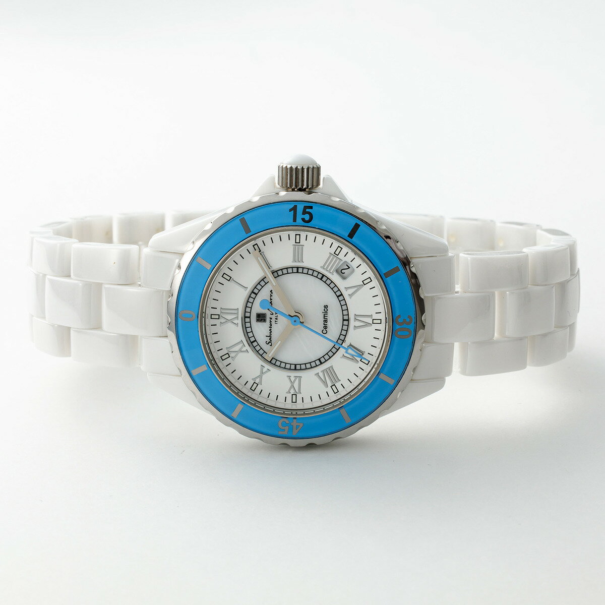 サルバトーレマーラ Salvatore Marra ウォッチ 腕時計 SM23103-WHBLR アナログ時計 クオーツ メンズ 3気圧防水 紳士用 回転ベゼル ホワイト+ブルー