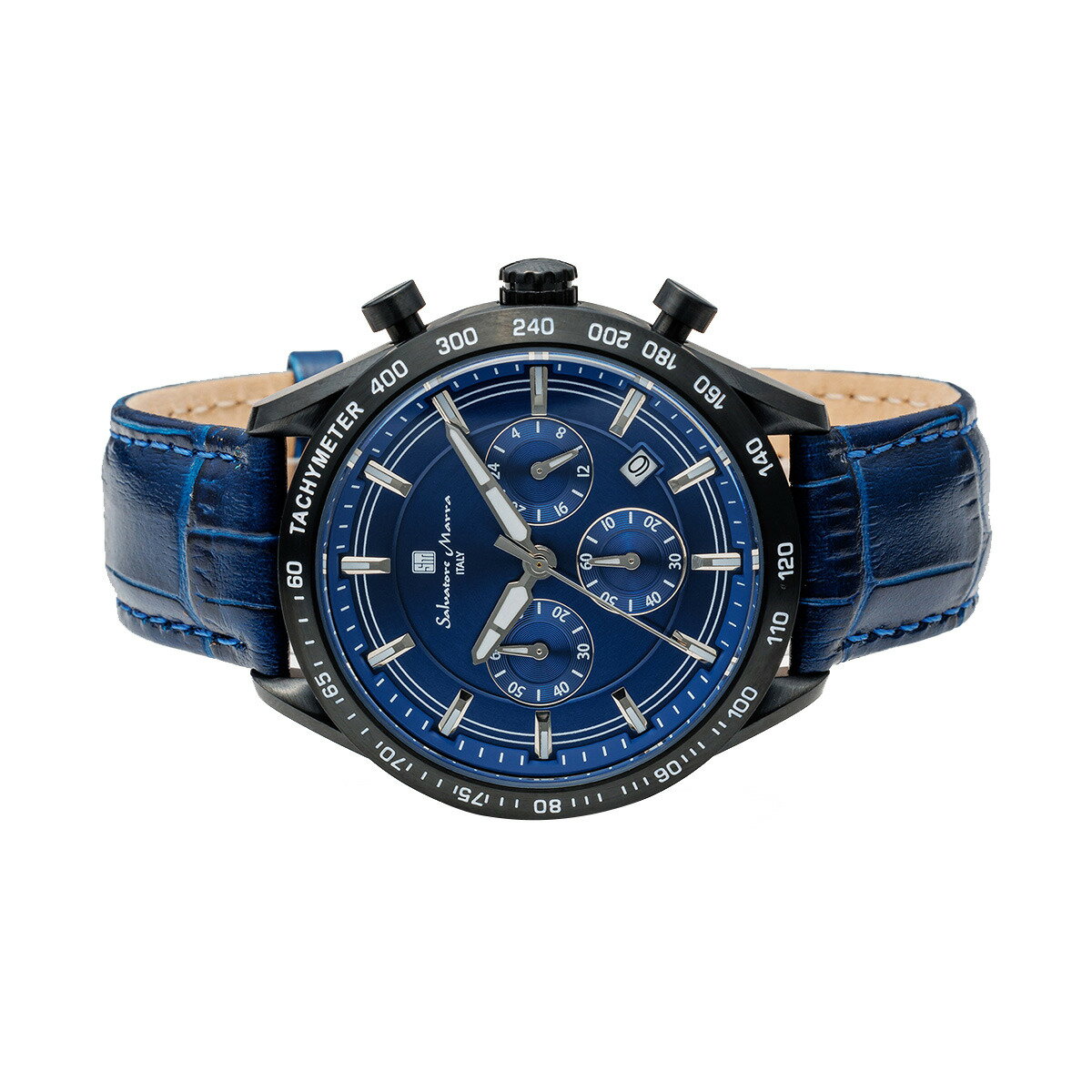 サルバトーレマーラ Salvatore Marra 腕時計 クオーツ SM23104 BKNV レザーベルト クロノグラフ ウォッチ アナログ表示 日常生活防水 紳士用 メンズ ネイビー 国内正規品