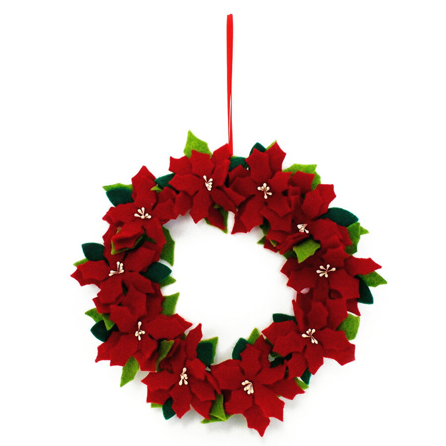 GTS フエルトリース S F160984 クリスマス ポインセチア 飾り オーナメント リビング 寝室 クリスマスデコレーション 室内用 クリスマスプレゼント...