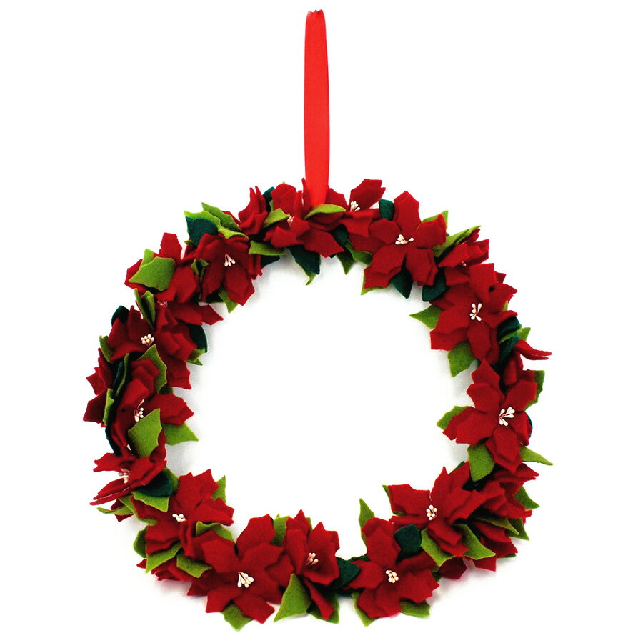 GTS フエルトリース L F160986 クリスマス ポインセチア 飾り オーナメント リビング 寝室 クリスマスデコレーション 室内用 クリスマスプレゼント...