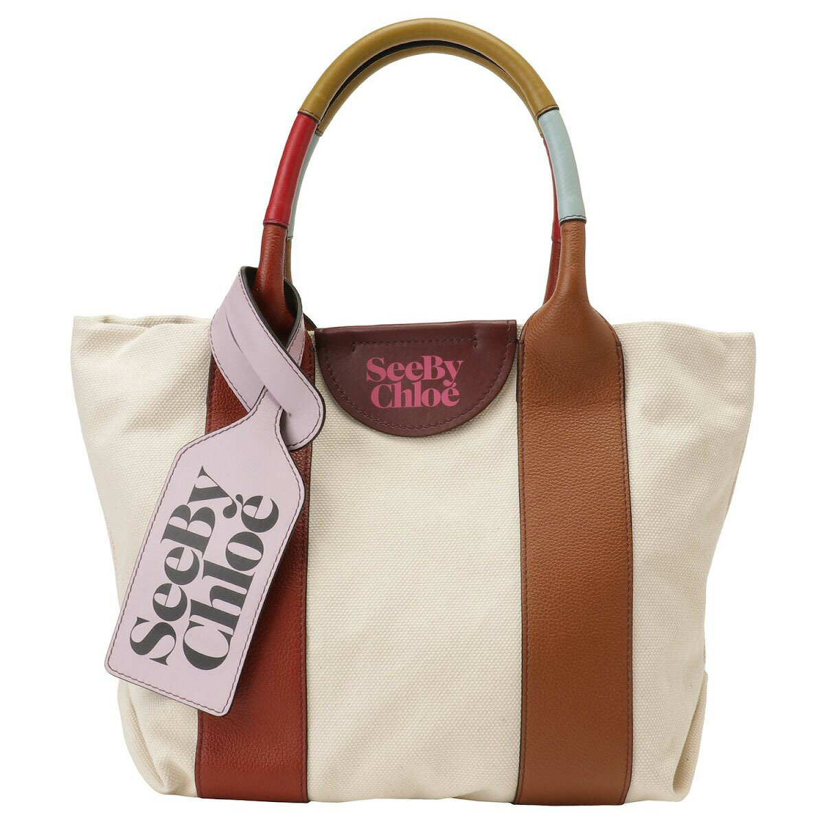 シーバイクロエ バッグ シーバイクロエ SEE BY CHLOE バッグ トートバッグ 肩掛けバッグ CHS22USB62B04 642 bbsc00152l LAETIZIA SMALL TOTE BAG レティシア Burnt Henna オフホワイト+ブラウン系