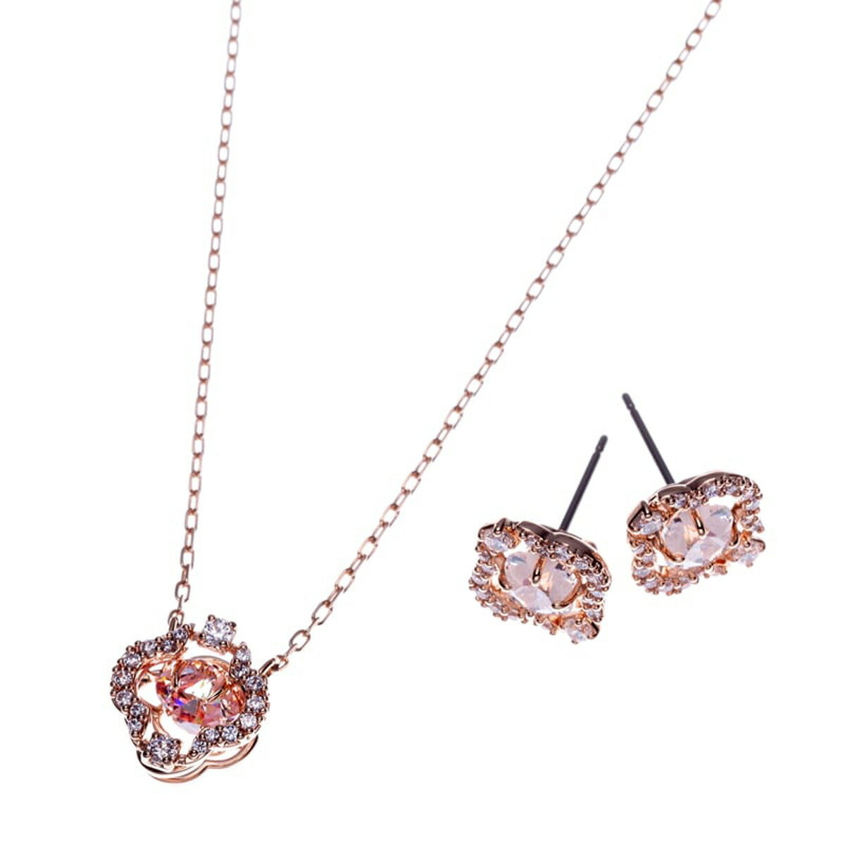 スワロフスキー SWAROVSKI ネックレス ピアス セット アクセサリー ペンダント スタッドピアス 5516488 Sparkling Dance set スパークリングダンス ローズゴールド+ピンク系