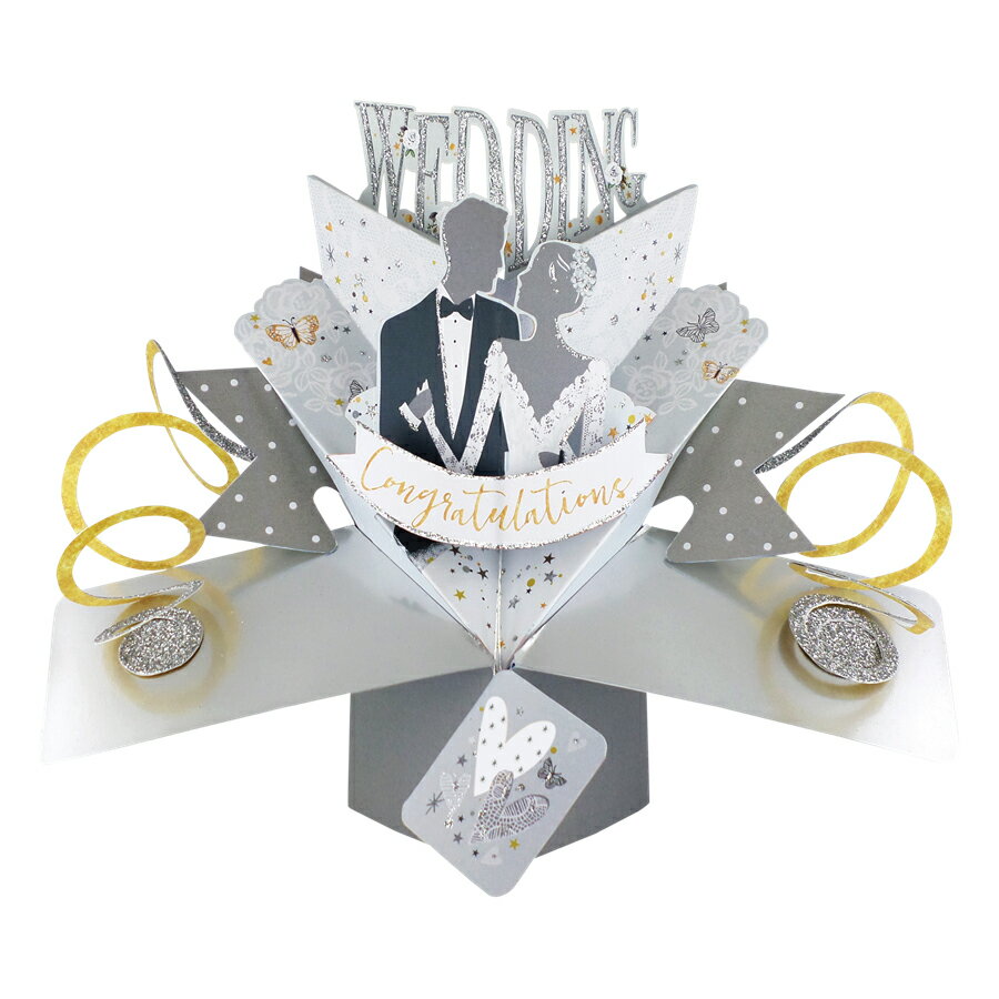 【楽天スーパーSALE対象商品】セカンドネイチャー SECOND NATURE ポップアップカード ウェディング ブライド&グルーム シルバー ゴールド ウェデ...